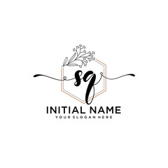 Initial letter SQ beauty handwriting logo vector