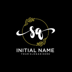 SQ Initial handwriting logo vector. Hand lettering for designs.