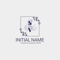 Initial letter SV beauty handwriting logo vector
