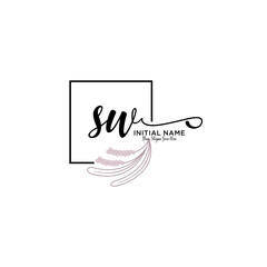Initial letter SW beauty handwriting logo vector