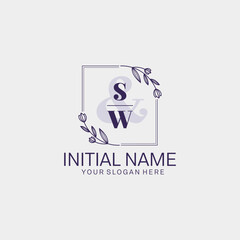 Initial letter SW beauty handwriting logo vector