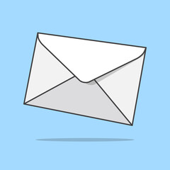 White Envelope Cartoon Vector Illustration. Closed Envelope Mail Flat Icon Outline