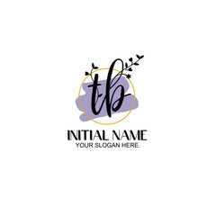 Initial letter TB beauty handwriting logo vector