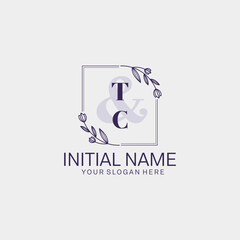 Initial letter TC beauty handwriting logo vector