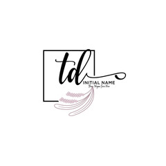 Initial letter TD beauty handwriting logo vector