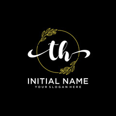 TH Initial handwriting logo vector. Hand lettering for designs.