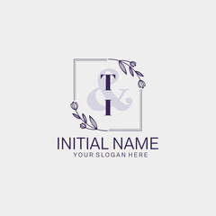 Initial letter TI beauty handwriting logo vector