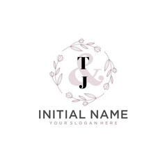 Initial letter TJ beauty handwriting logo vector