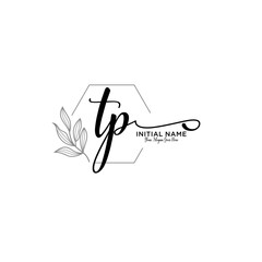 Initial letter TP beauty handwriting logo vector