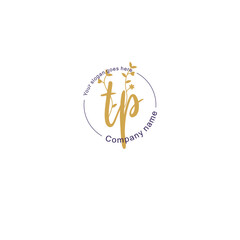 Initial letter TP beauty handwriting logo vector