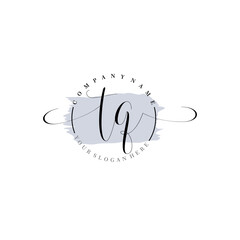TQ Initial handwriting logo vector. Hand lettering for designs.