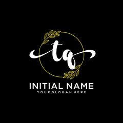 TQ Initial handwriting logo vector. Hand lettering for designs.