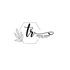 Initial letter TR beauty handwriting logo vector