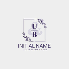 Initial letter UB beauty handwriting logo vector