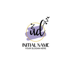 Initial letter UD beauty handwriting logo vector