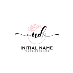 Initial letter UD beauty handwriting logo vector