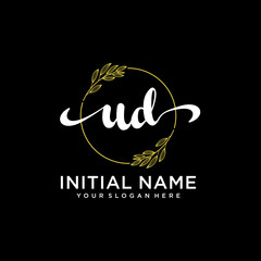 UD Initial handwriting logo vector. Hand lettering for designs.