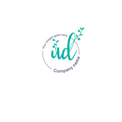 Initial letter UD beauty handwriting logo vector