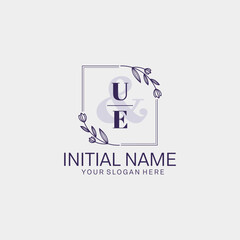 Initial letter UE beauty handwriting logo vector