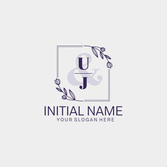 Initial letter UJ beauty handwriting logo vector