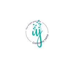 Initial letter UJ beauty handwriting logo vector