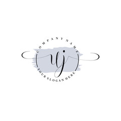 UJ Initial handwriting logo vector. Hand lettering for designs.