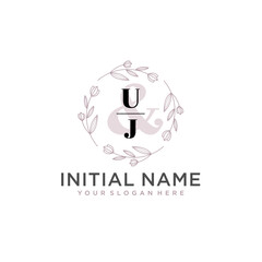 Initial letter UJ beauty handwriting logo vector