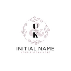 Initial letter UK beauty handwriting logo vector