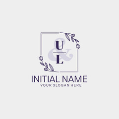 Initial letter UL beauty handwriting logo vector