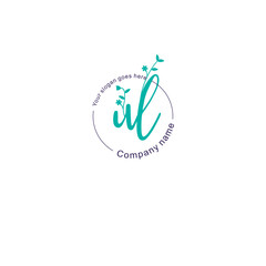 Initial letter UL beauty handwriting logo vector