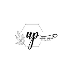 Initial letter UP beauty handwriting logo vector