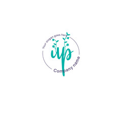 Initial letter UP beauty handwriting logo vector