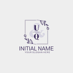 Initial letter UQ beauty handwriting logo vector