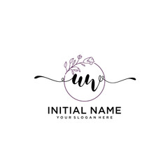 Initial letter UW beauty handwriting logo vector