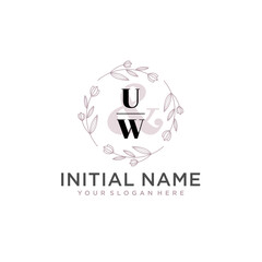 Initial letter UW beauty handwriting logo vector
