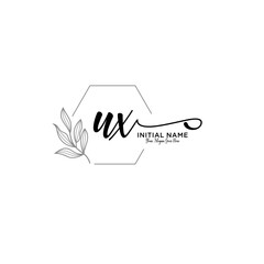 Initial letter UX beauty handwriting logo vector