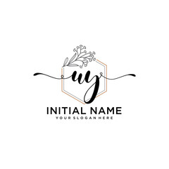Initial letter UY beauty handwriting logo vector