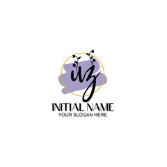Initial letter UZ beauty handwriting logo vector