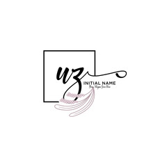 Initial letter UZ beauty handwriting logo vector