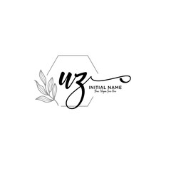 Initial letter UZ beauty handwriting logo vector