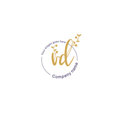 Initial letter VD beauty handwriting logo vector