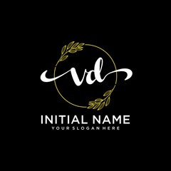 VD Initial handwriting logo vector. Hand lettering for designs.