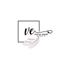 Initial letter VE beauty handwriting logo vector