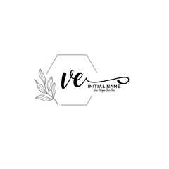 Initial letter VE beauty handwriting logo vector