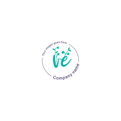 Initial letter VE beauty handwriting logo vector