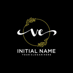 VE Initial handwriting logo vector. Hand lettering for designs.
