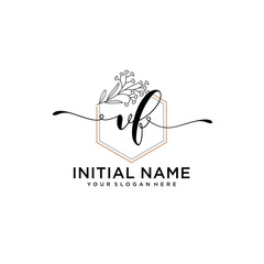 Initial letter VF beauty handwriting logo vector