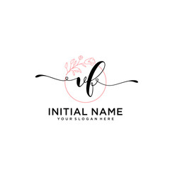 Initial letter VF beauty handwriting logo vector