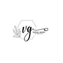 Initial letter VG beauty handwriting logo vector