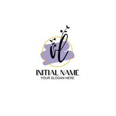 Initial letter VL beauty handwriting logo vector